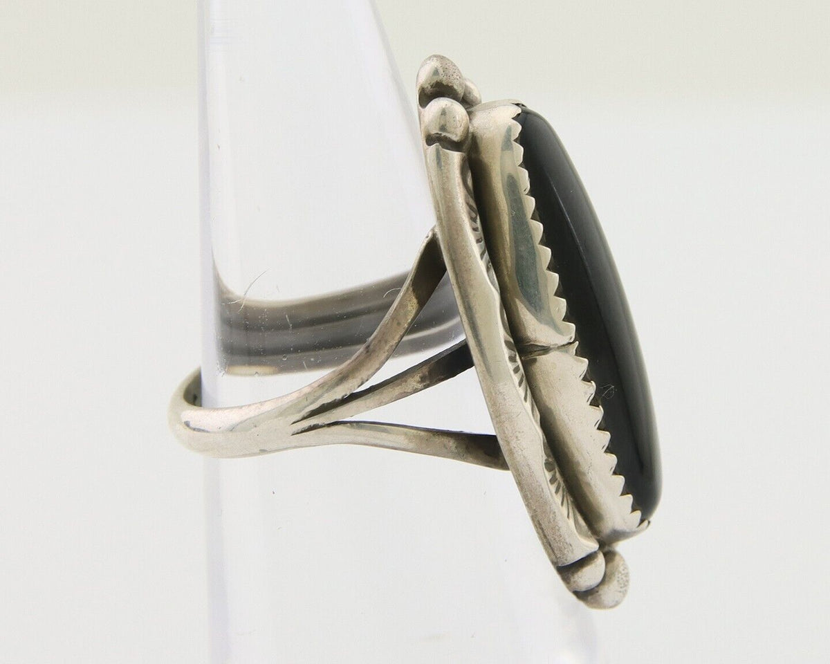 Navajo Handmade Ring 925 Silver Black Onyx Artist Signed SC C.80's