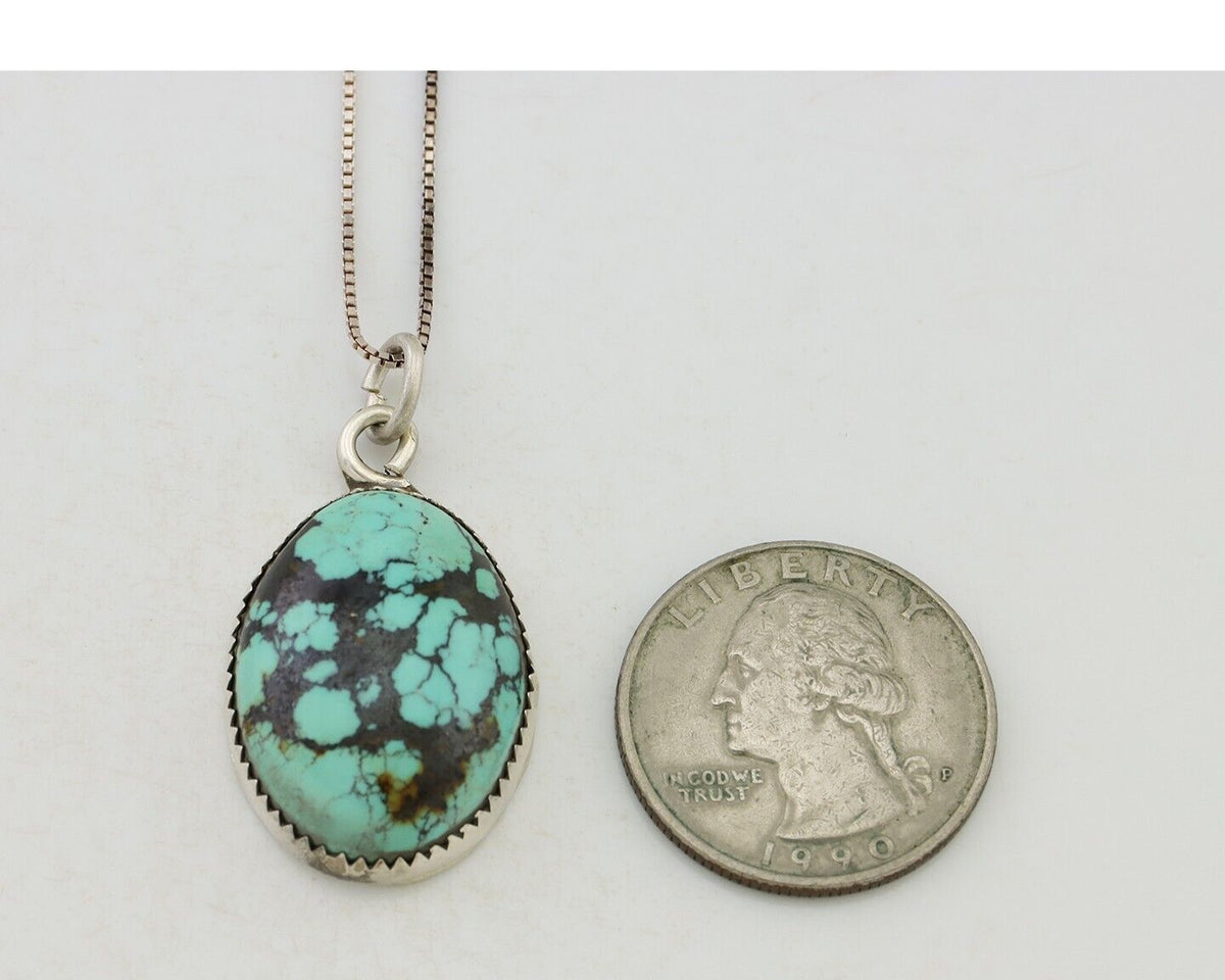Navajo Necklace 925 Silver Natural Turquoise Native American Artist C.90's