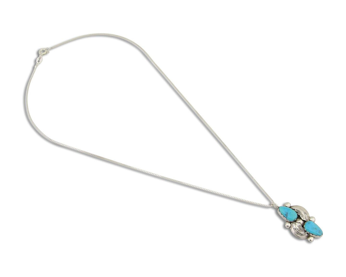 Navajo Turquoise Handmade Necklace 925 Silver Signed Simplicio C.80's