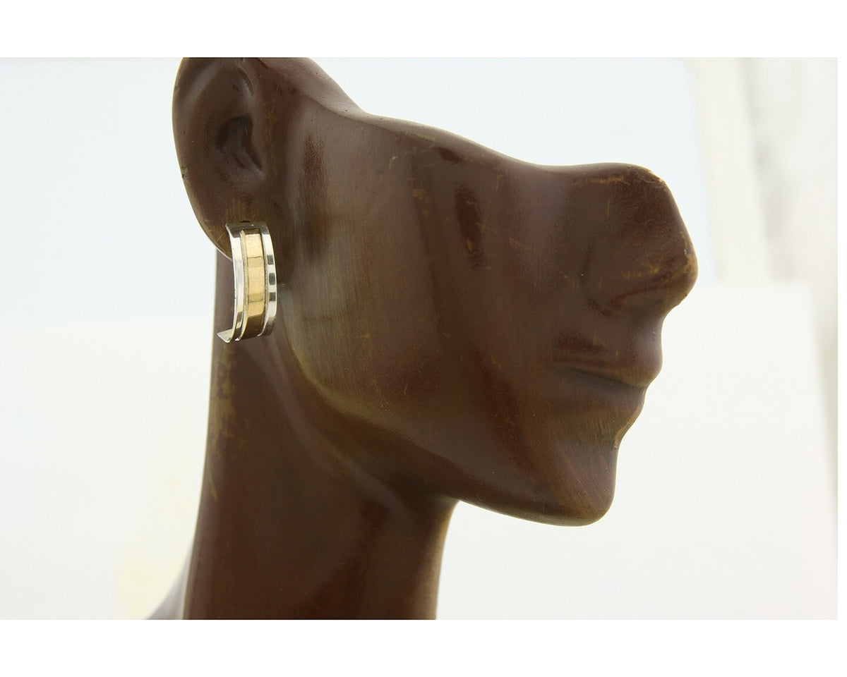 Navajo Hoop Earrings 925 Silver & Gold Native American Artist C.80's