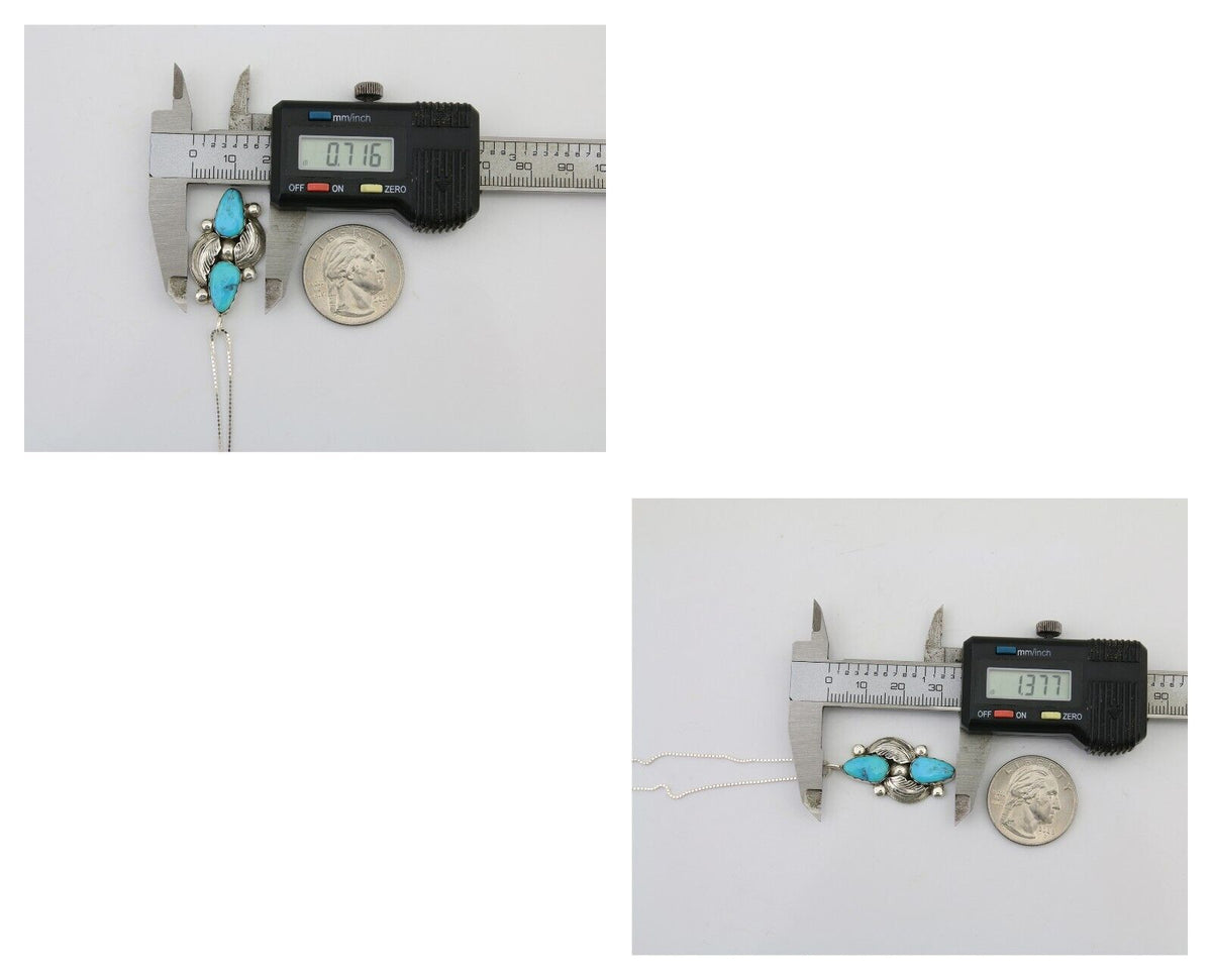 Navajo Turquoise Handmade Necklace 925 Silver Signed Simplicio C.80's