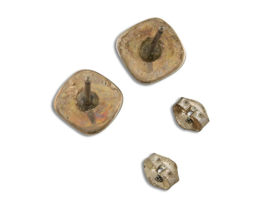 Navajo Hand Stampied Earrings 925 Silver Blue Turquoise Native Artist C.80's