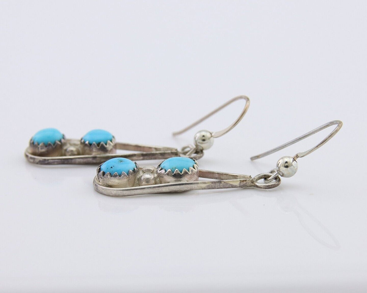 Navajo Paw Earrings 925 Silver Blue Turquoise Native American Artist C.80's