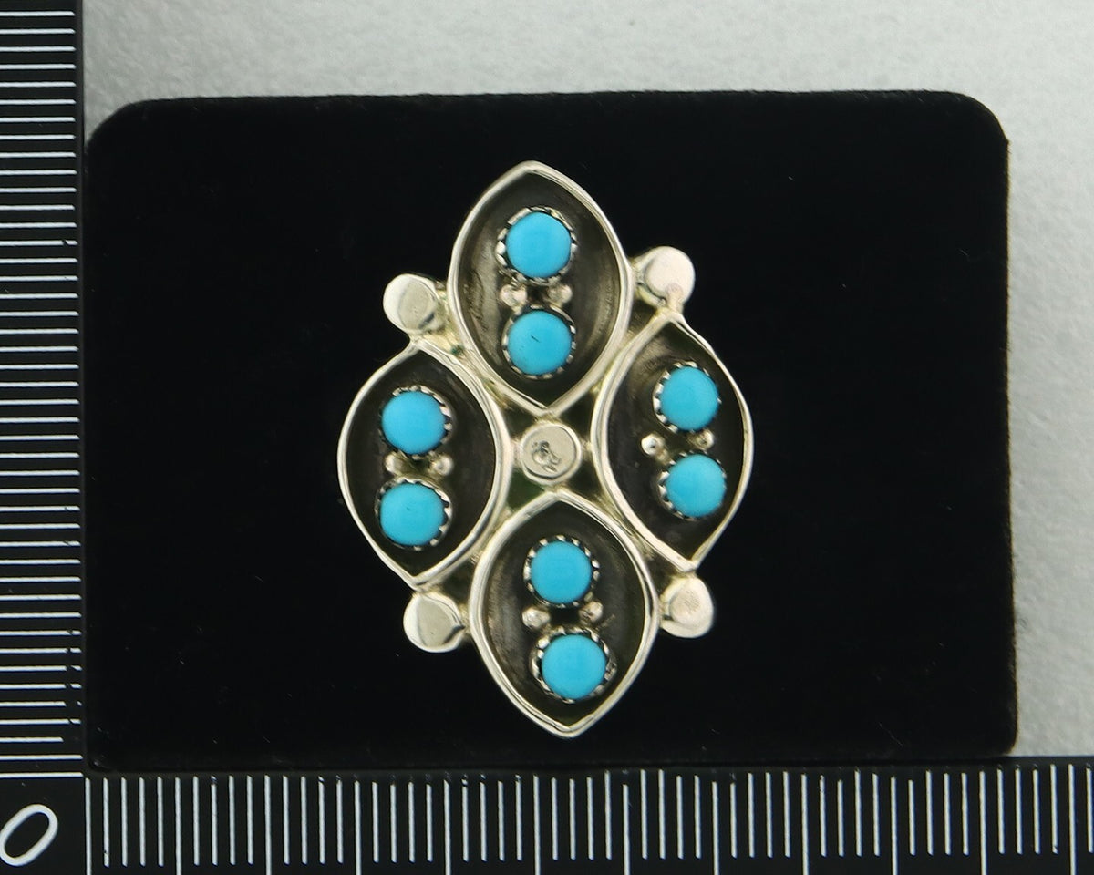 Vintage Zuni Ring 925 Sterling Authentic Natural Turquoise Native Artist Sz 7.0