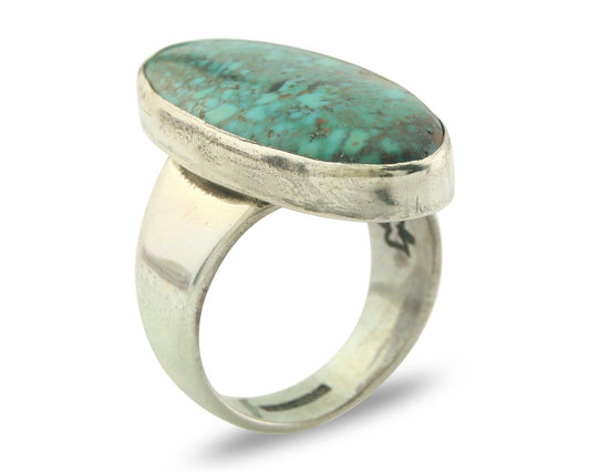 Navajo Men Ring 925 Sterling Natural Blue Turquoise Signed M Montoya C.80's