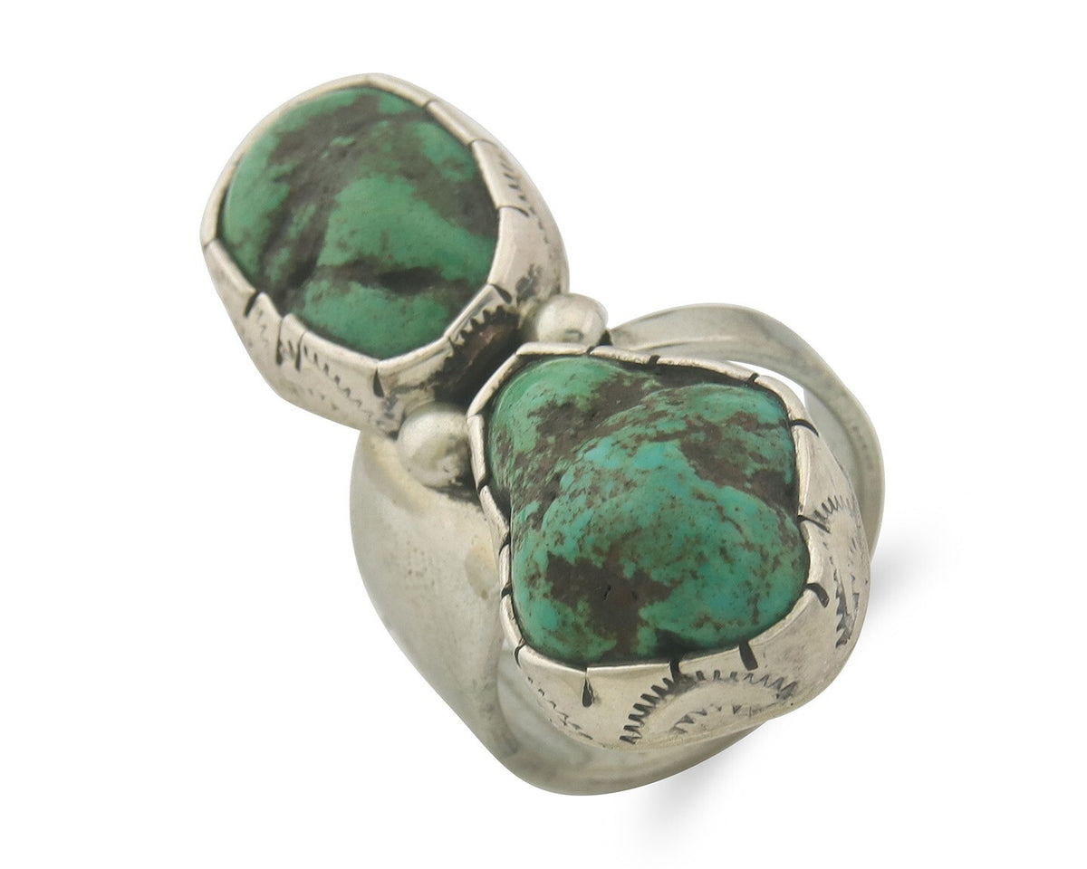 Vintage Navajo Ring 925 Sterling Authentic Turquoise Handmade Size 8.0