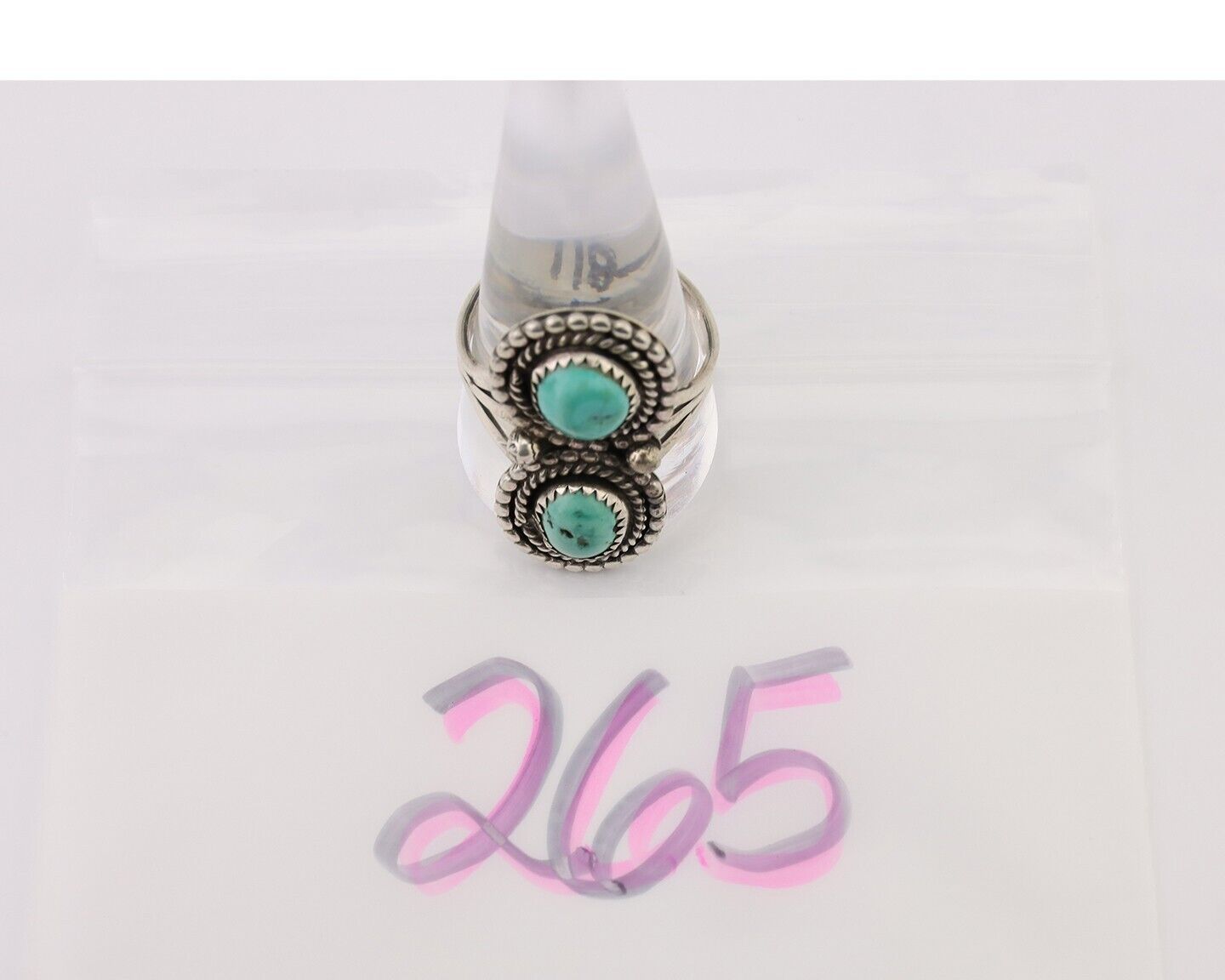 Navajo Handmade Ring 925 Silver Natural Turquoise Native American Artist C.80's