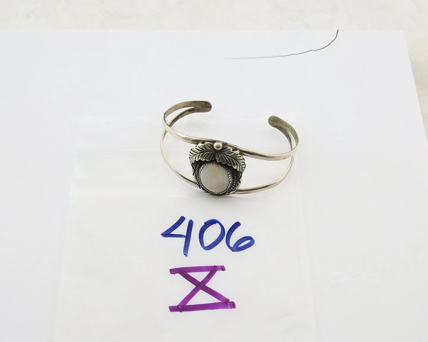 Navajo Cuff Bracelet Sterling Silver Authentic Pink Muscle Artist Signed