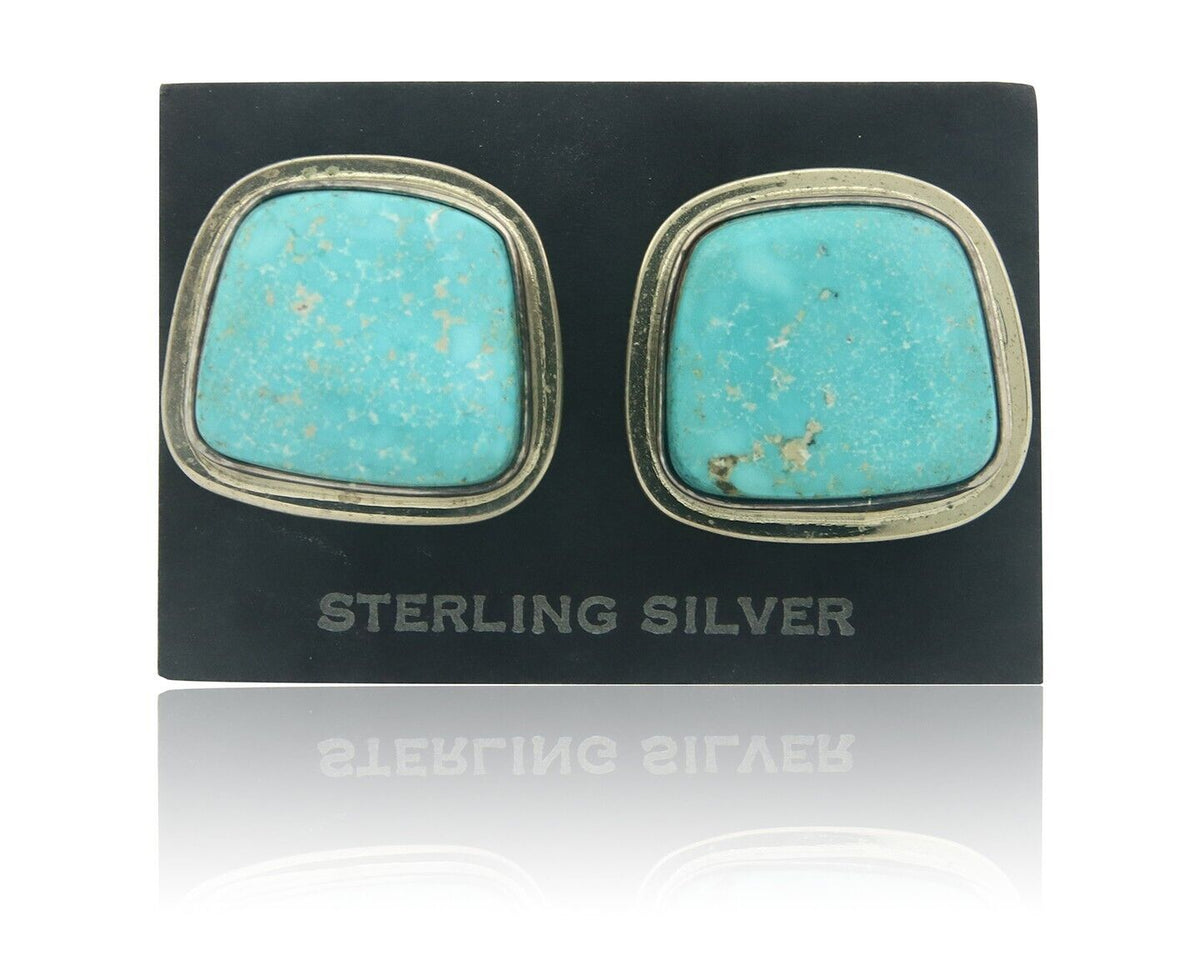 Navajo Earrings 925 Silver Turquoise Native Artist Signed Doug Zachary C.80's