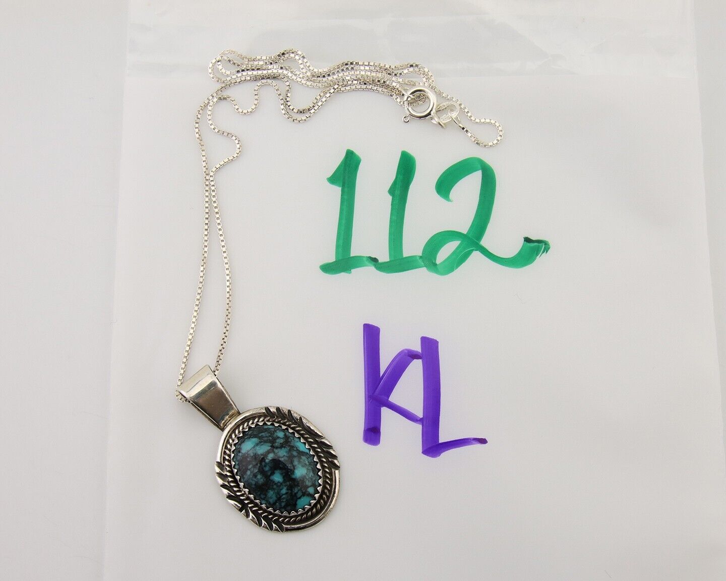 Navajo Necklace 925 Silver Natural Blue Turquoise Artist Signed Begay C.80s