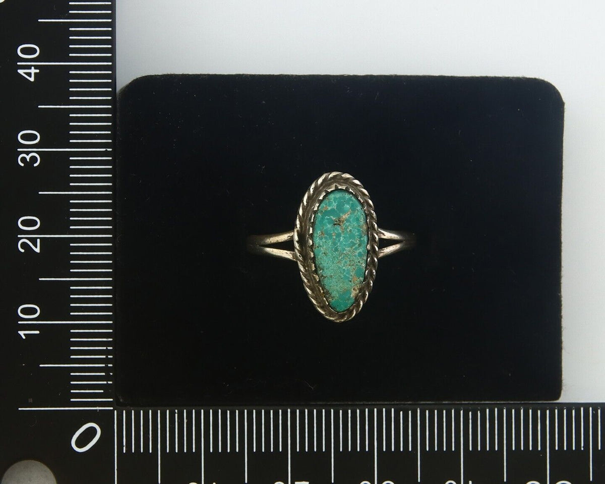 Navajo Ring 925 Sterling Natural Turquoise Native Artist C.80's Size 8.25