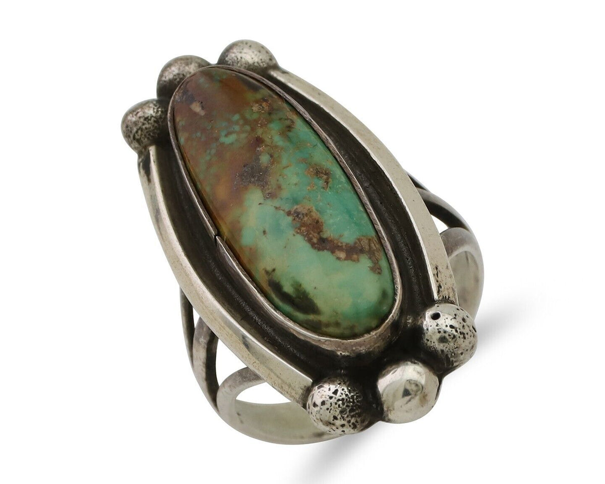 Navajo Turquoise Ring 925 Silver Native Artist Signed Sunrise Size 6.0 C.80's
