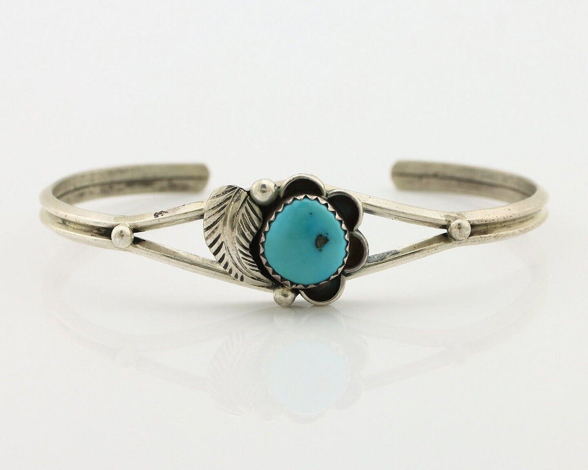 Navajo Handmade Bracelet 925 Silver Natural Blue Turquoise Native American C80s