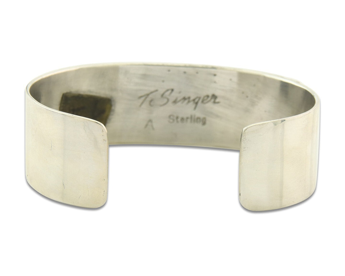 Navajo Bracelet Gold & 925 Silver Handmade 16 mm Wide Signed Thomas Singer C80s