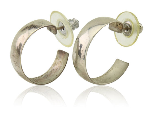 Navajo Earrings 925 Silver Hoop Dangle Native American Artist C.80's