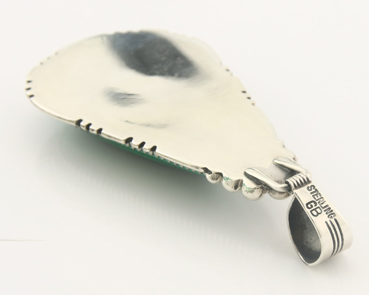 Navajo Sterling Silver Pendant Malachite Vintage Handmade Signed George Begay