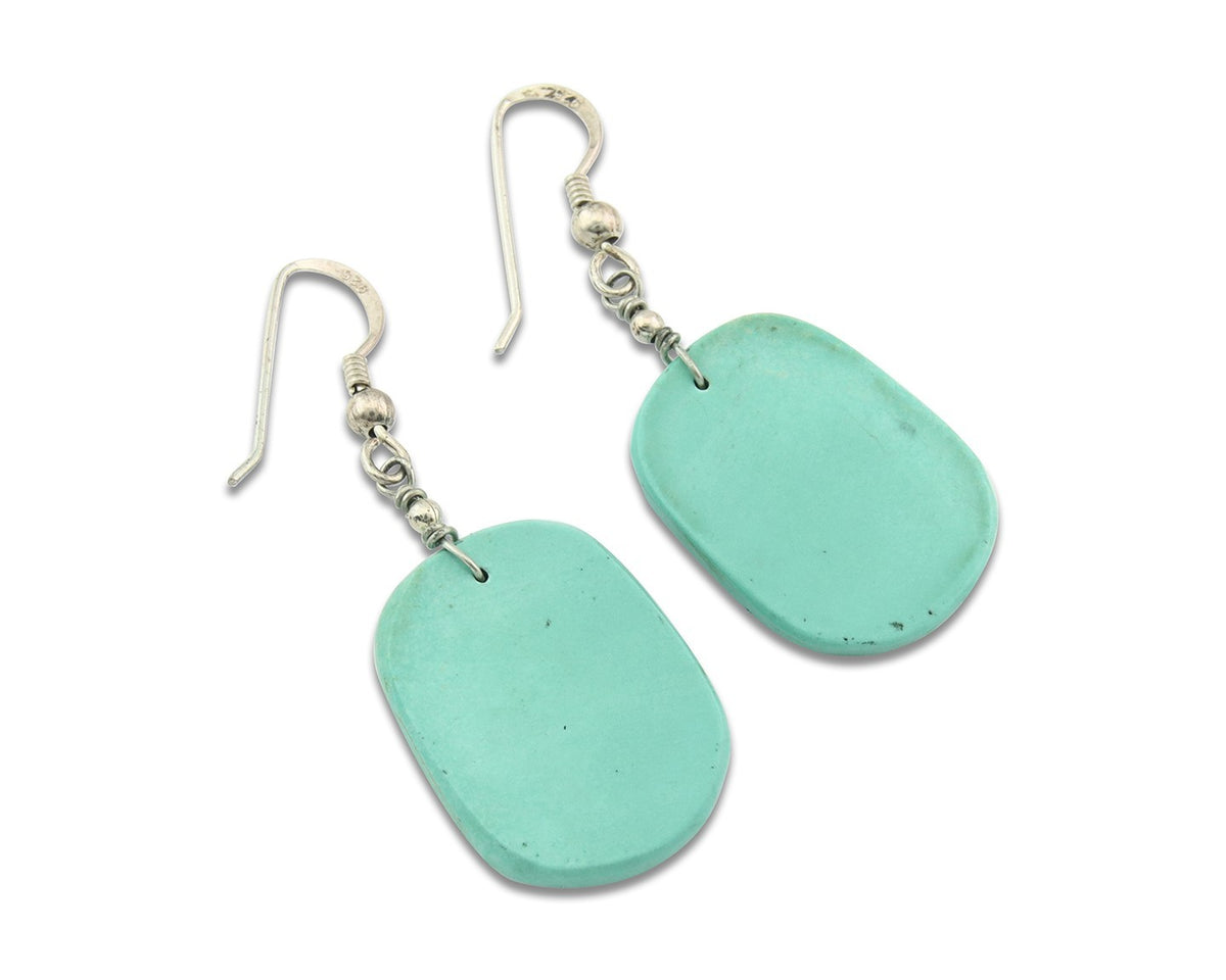 Santo Domingo Earrings Sterling Silver Turquoise Vintage Dangle Handmade