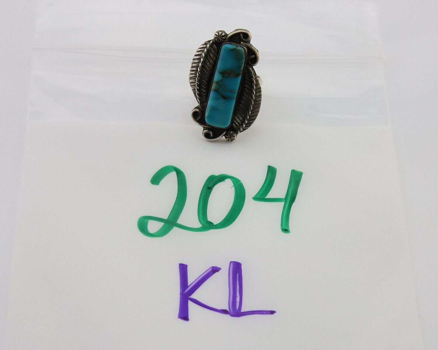 Navajo Handmade Ring 925 Silver Natural Turquoise Native Artist C.80's
