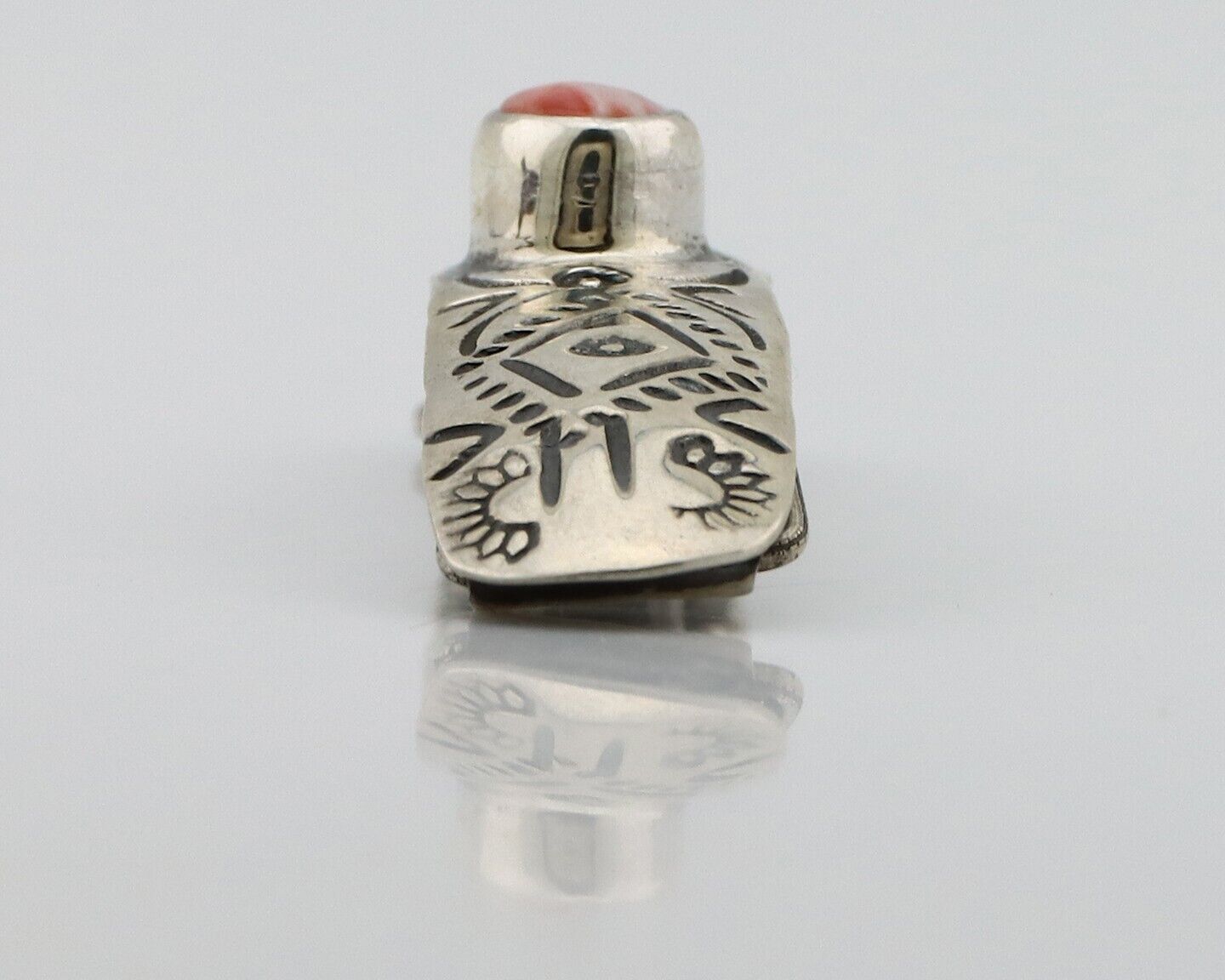 Women Navajo Hair Clip Barrette 925 Silver White Red Spiney Oyster Native Artist