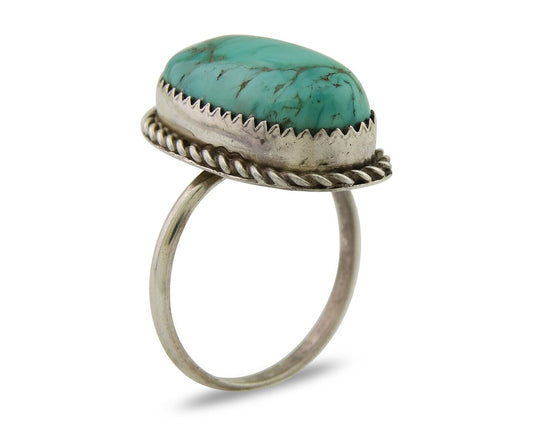 Navajo Ring 925 Sterling Silver Turquoise Native American Artist C.80's