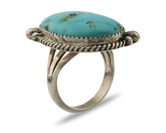 Navajo Ring 925 Silver Blue Turquoise Native American Artist C.80's