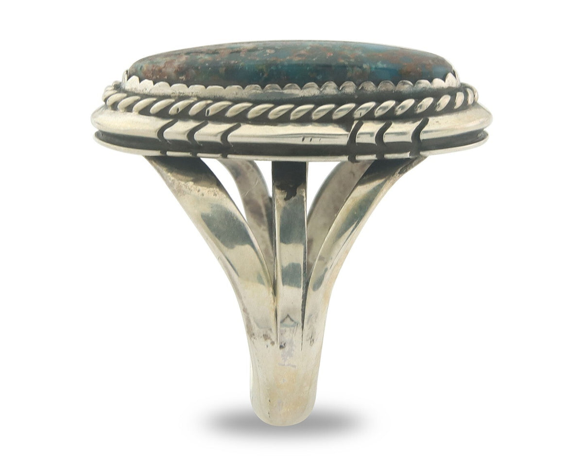 Vintage Navajo Ring 925 Sterling Authentic Turquoise Artist Signed TS Size 7.25