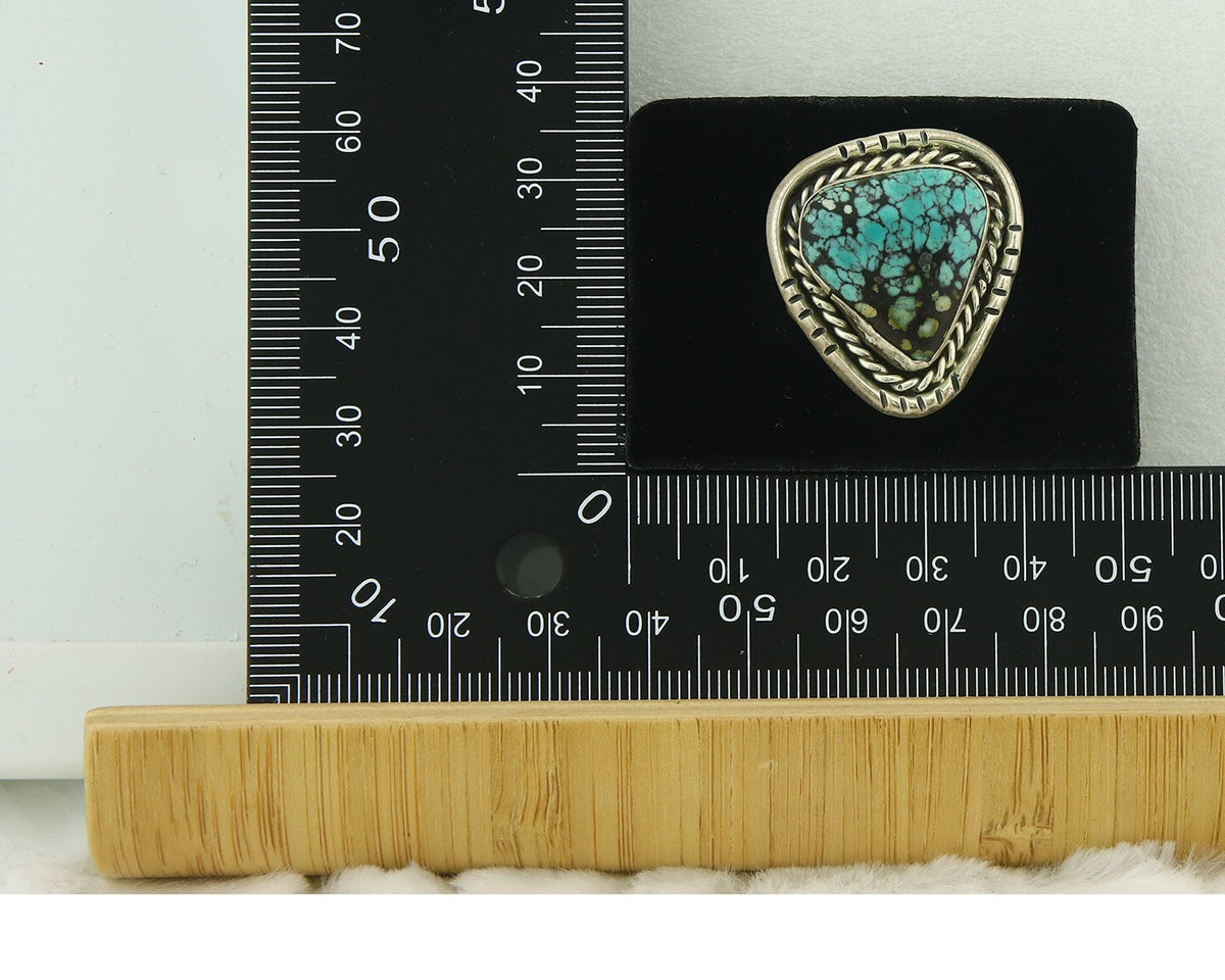 Vintage Navajo Ring 925 Sterling Silver Turquoise Signed L Bennett Size 7.5
