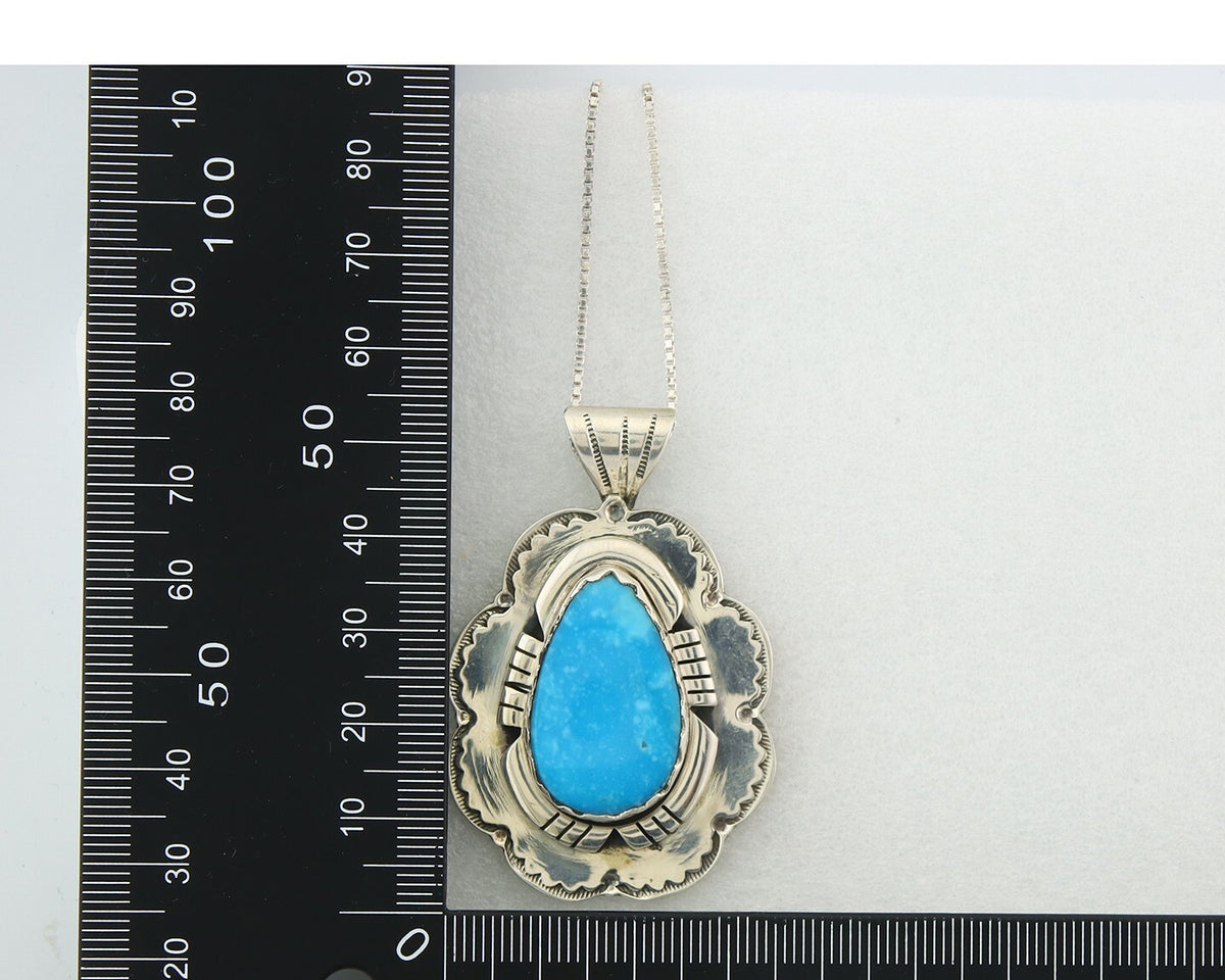 Navajo Sterling Silver Necklace Authentic Turquoise Vintage Signed Montoya
