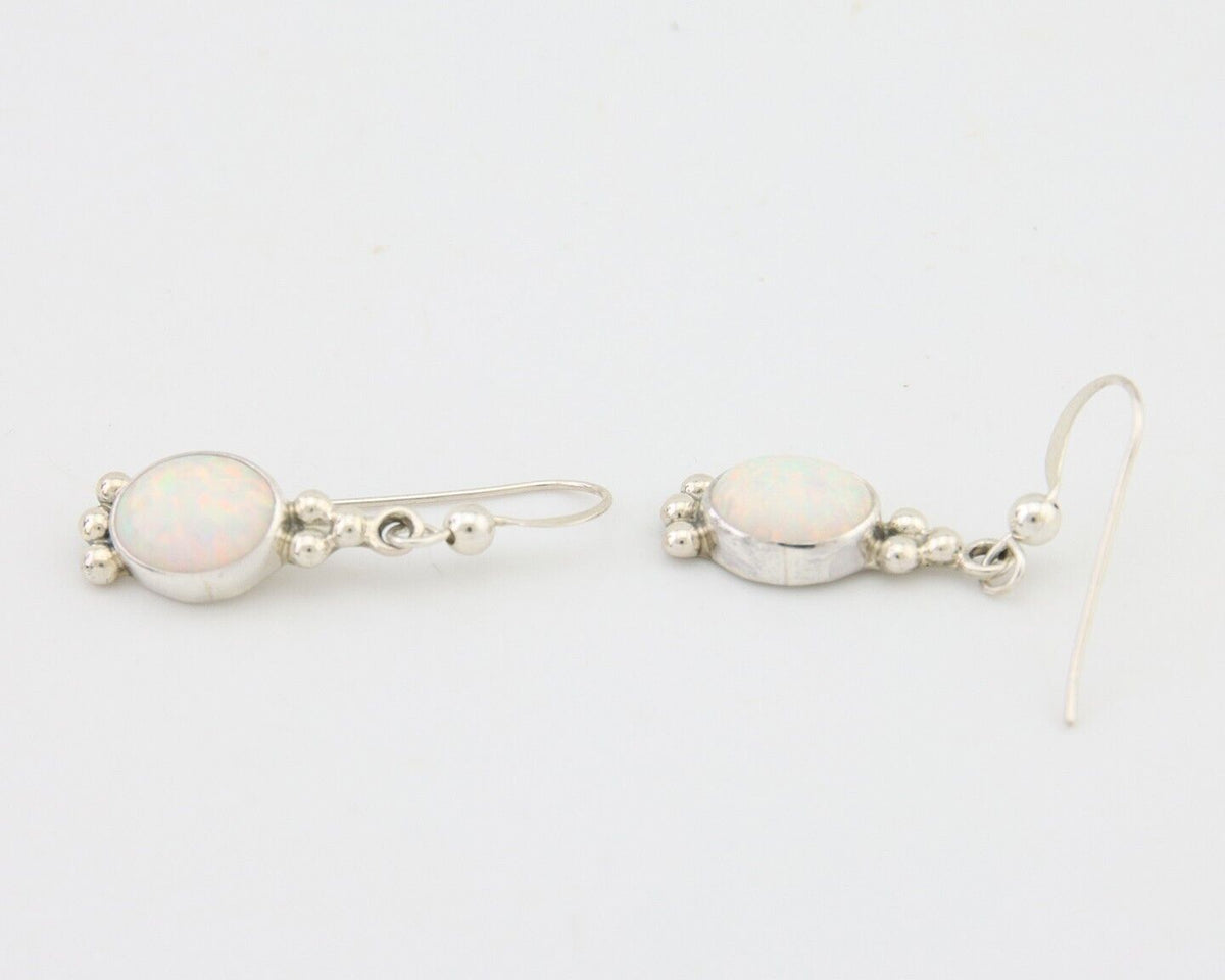 Navajo Dangle Earrings 925 Silver Natural Opal Artist Signed Montoya C.80's