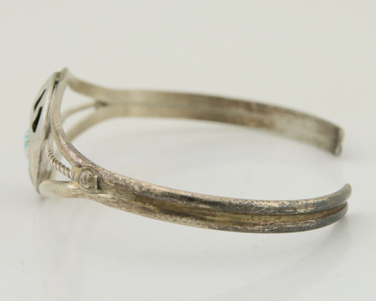 Navajo Paw Bracelet 925 Silver Blue Turquoise Native American Artist C.80's