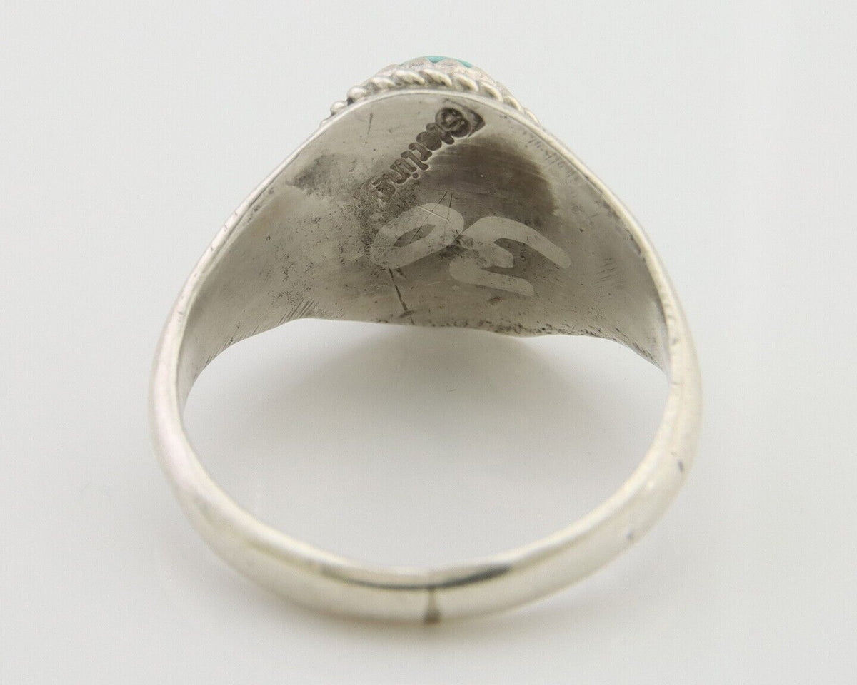 Navajo Ring 925 Silver Natural Blue Turquoise Native Artist C.80's