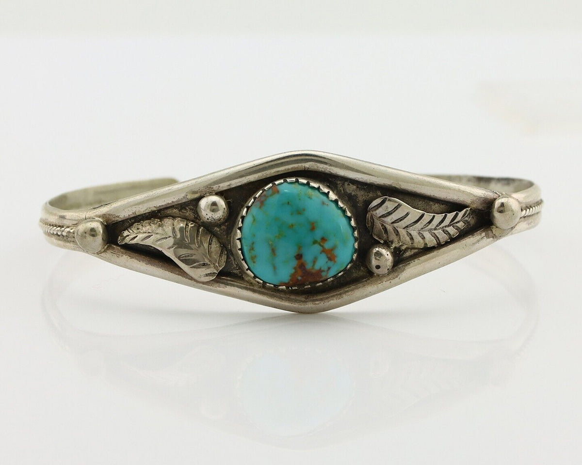 Navajo Bracelet 925 Silver Kingman Turquoise Native American Artist C.80's
