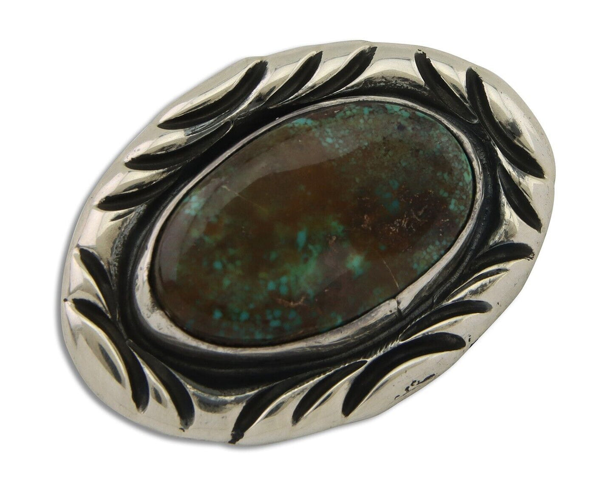 Navajo Pin 925 Silver Natural Mined Turquoise Artist Signed C Montoya C.80's