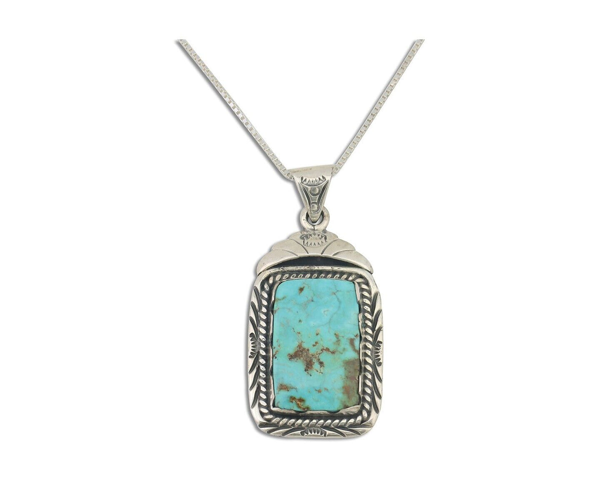 Navajo Necklace 925 Silver Turquoise Native Artist Signed Sunset C.80's