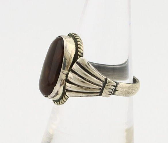 Navajo Handmade Ring 925 Silver Natural High Grade Fire Opal Native Artist C.80s