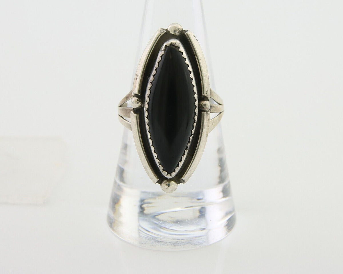 Navajo Handmade Ring 925 Silver Black Onyx Artist Signed SC C.80's