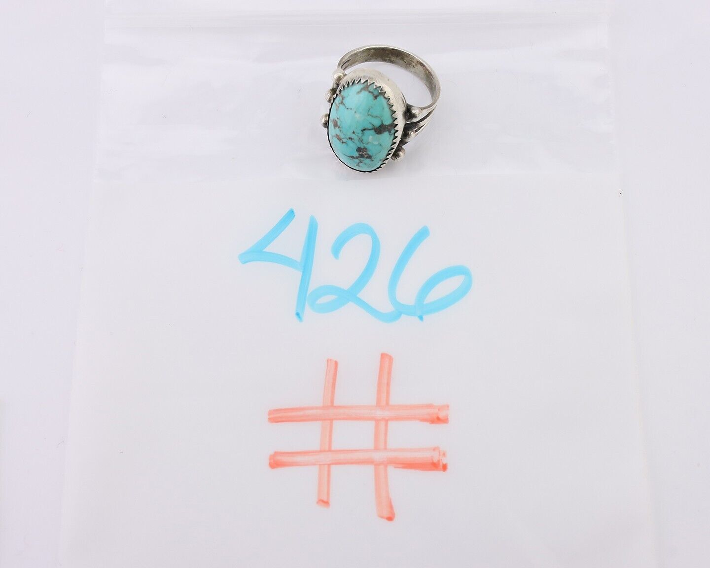 Navajo Ring 925 Silver Natural Blue Turquoise Native American Artist C.80's