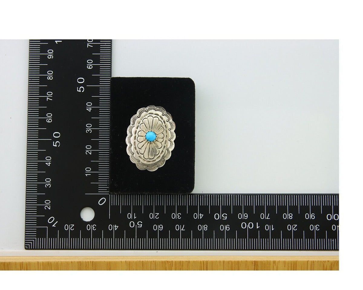 Navajo Earrings 925 Silver Natural Turquoise Artist Signed J Nelson C80s
