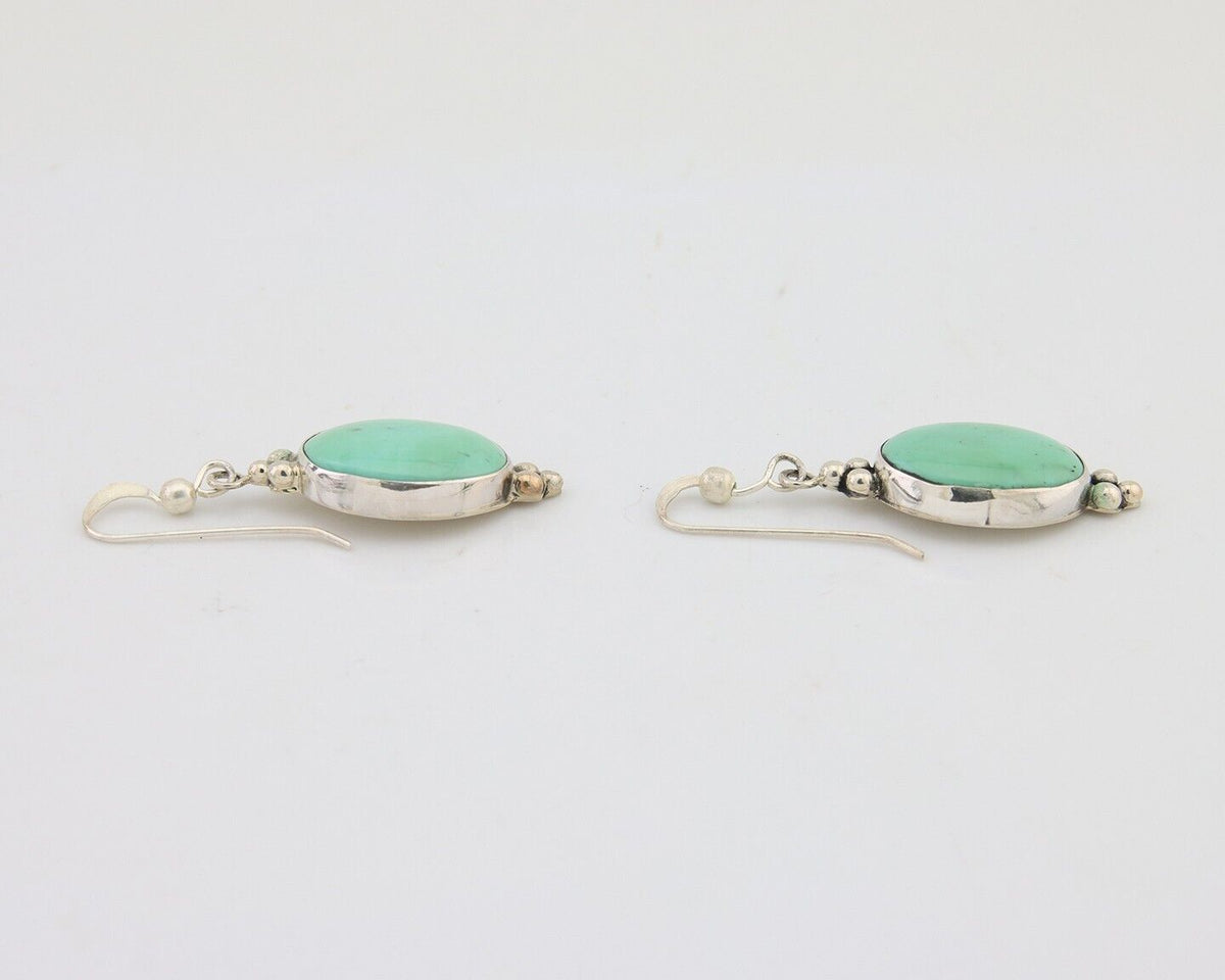 Navajo Dangle Earrings 925 Silver Natural Turquoise Native American Artist C80s