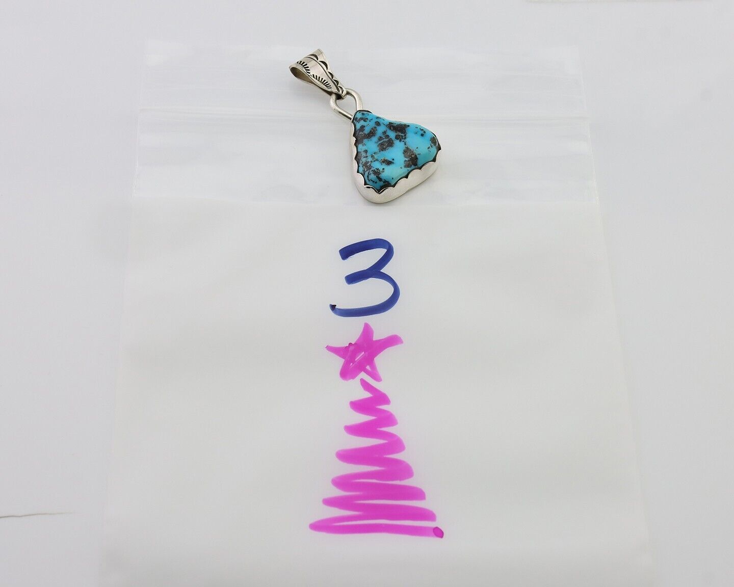 Navajo Necklace Pendant 925 Silver Turquoise Artist Tony Guerro C.80's