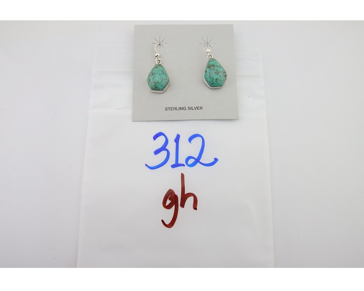 Navajo Dangle Earrings 925 Silver Natural Turquoise Artist Signed Montoya C.80's