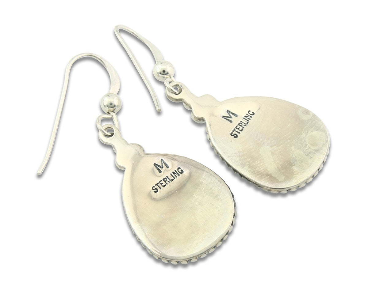 Navajo Dangle Earrings Sterling Silver Lapis Vintage Authentic Signed M