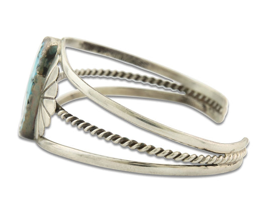 Vintage Navajo Bracelet 925 Silver Turquoise Handmade Signed L T Chee