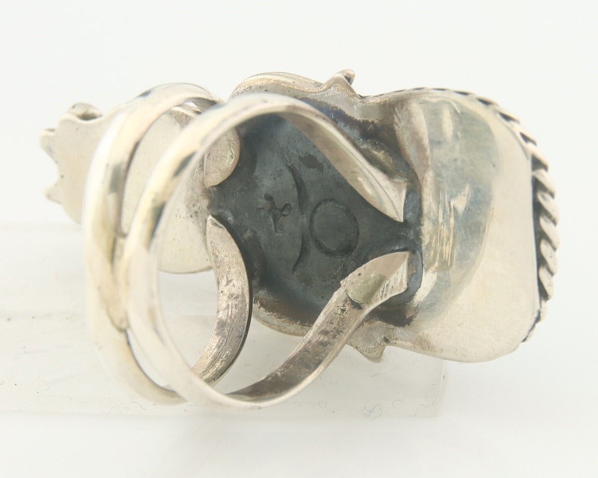 Vintage Navajo Ring 925 Sterling Authentic Turquoise Artist Signed Size 11