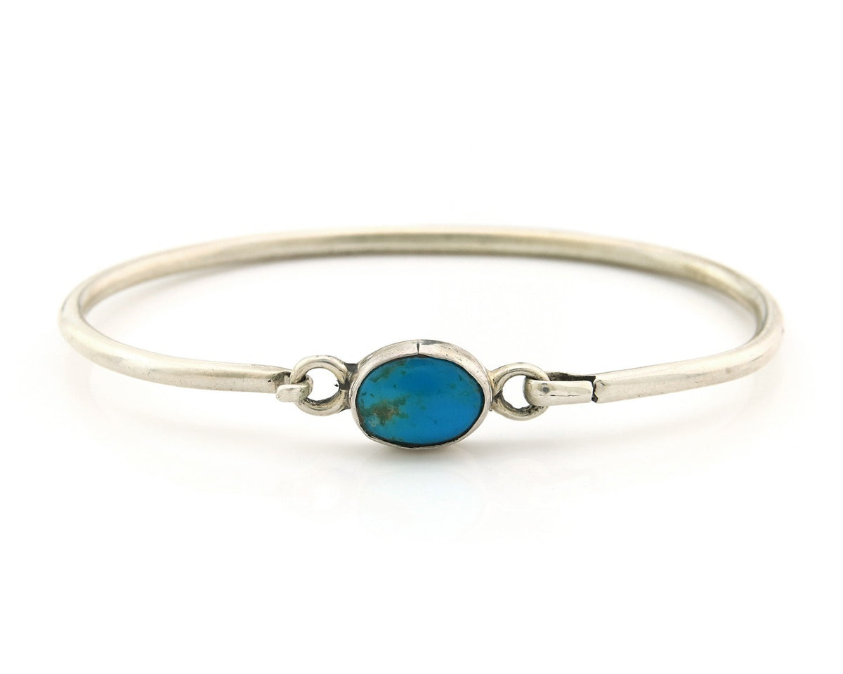 Navajo Bracelet Sterling Silver Blue Turquoise Artist Signed Montoya