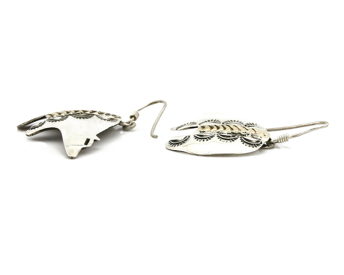 Navajo Dangle Earrings 925 Silver & 14k Solid Gold Spirit Bear Artist RT