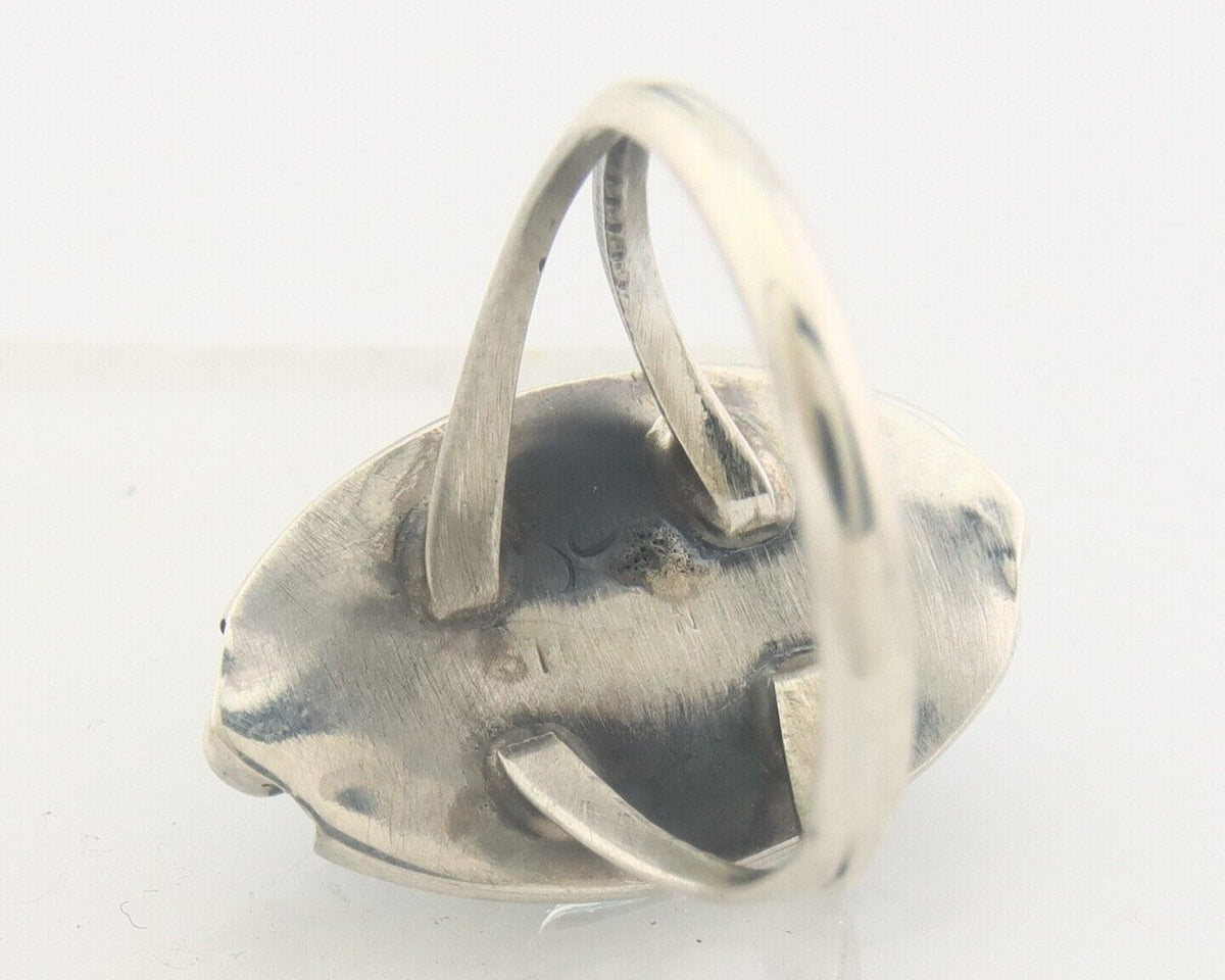 Navajo Ring 925 Sterling Natural Turquoise Native Artist C.80's Size 5.0
