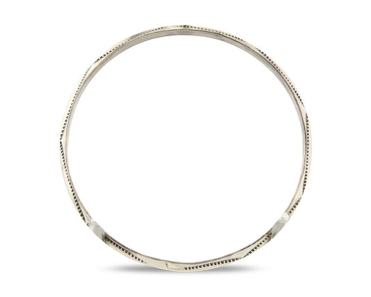 Navajo Bangle Bracelet 925 Silver Hand Stamped Triangle Native Artist C.80's