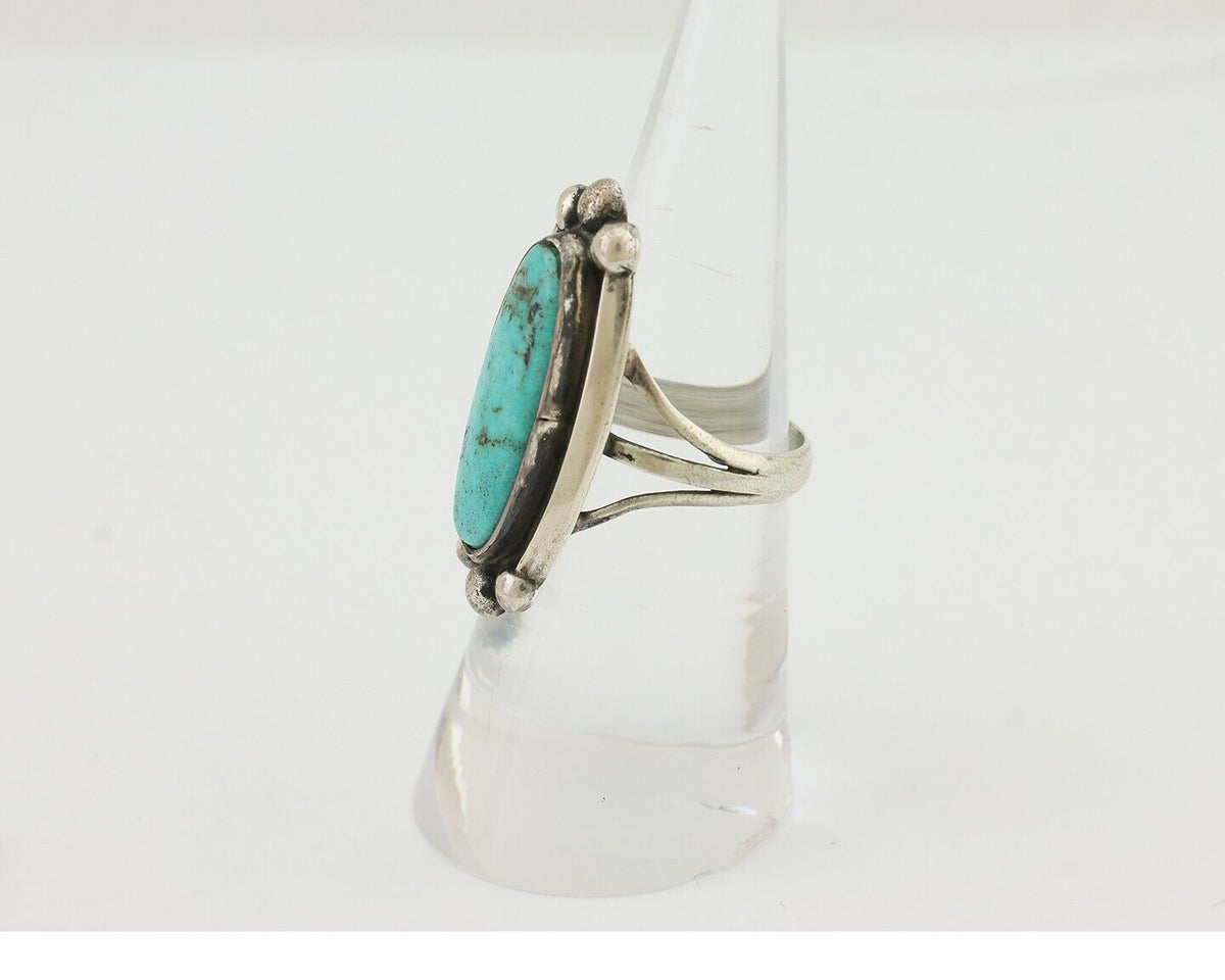Navajo Turquoise Ring 925 Silver Artist Signed Sunrise Size 6.5 C.80's