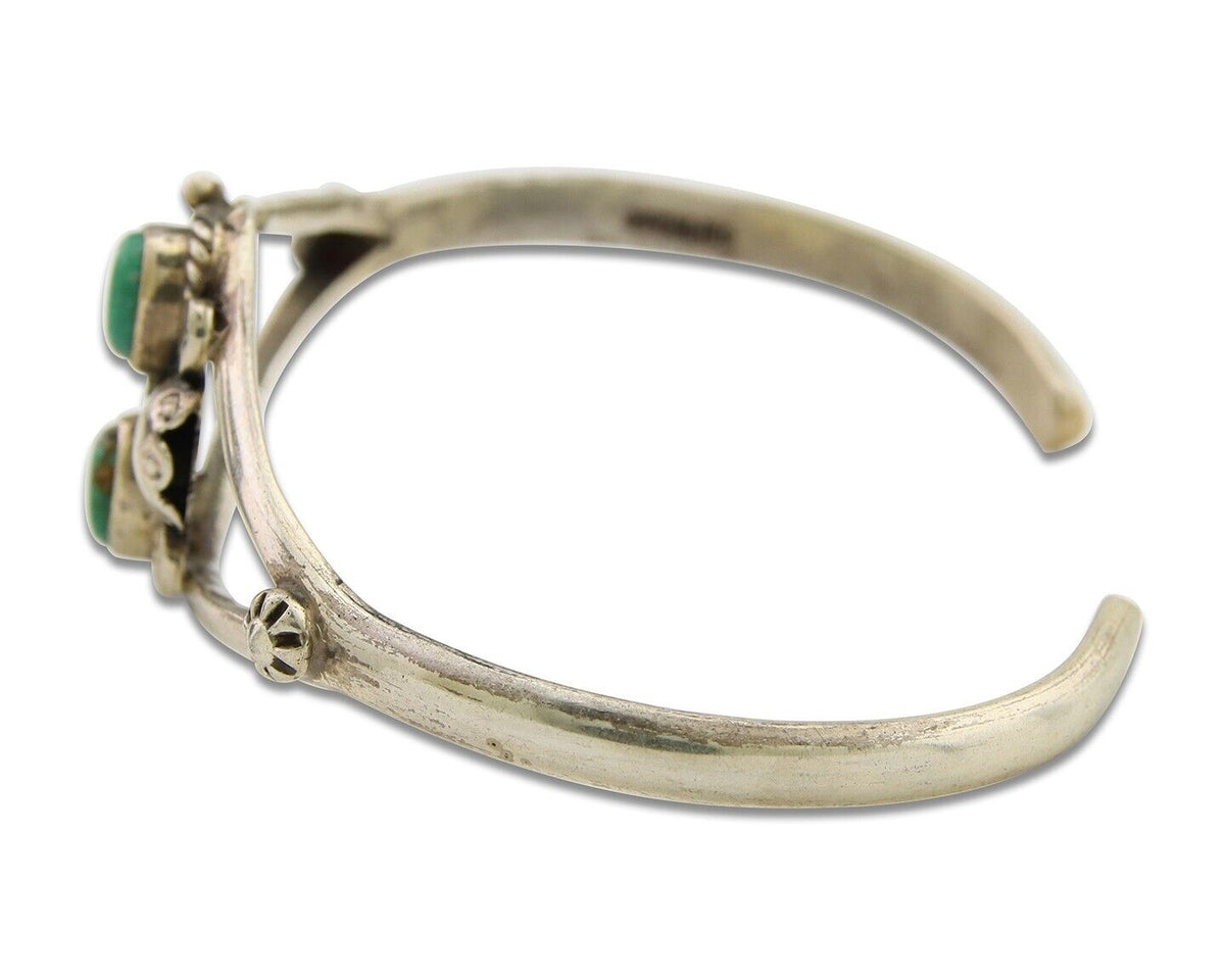 Navajo Bracelet 925 Silver Cuff Turquoise Handmade Native Artist C.80's